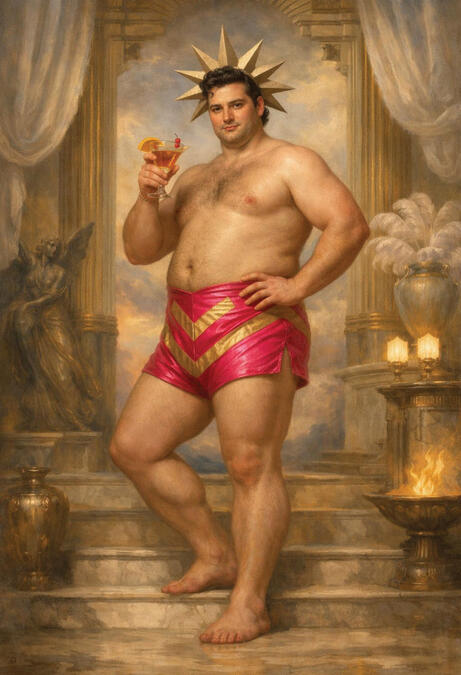 Male figurative surreal fine art. Plus-size models, gay bears, body positive, LGBTQIA+.