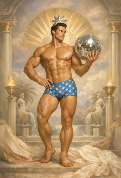 Male figurative surreal fine art. Music, DJs, Dance music, Club life.