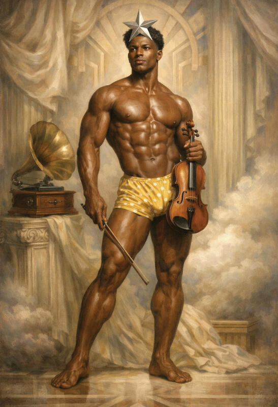 Surreal male figurative art, mythological characters portrait with vintage texture — The Human Mirror by Domus Gallerus