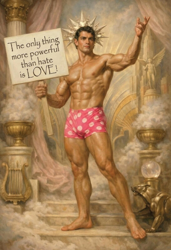 Surreal male figurative art, mythological characters portrait with vintage texture — The Human Mirror by Domus Gallerus LGBTQIA+