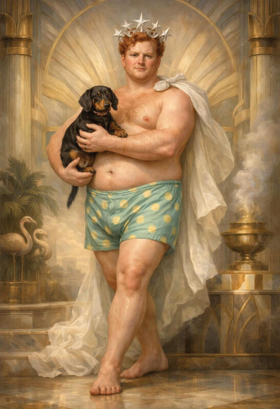 Surreal male figurative art, mythological characters portrait with vintage texture — The Human Mirror by Domus Gallerus